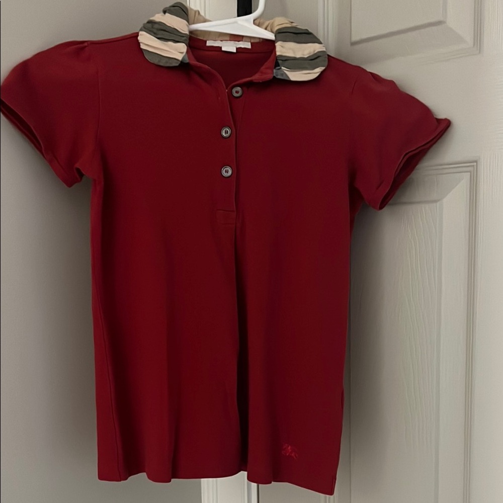Burberry Red Striped Collared Polo